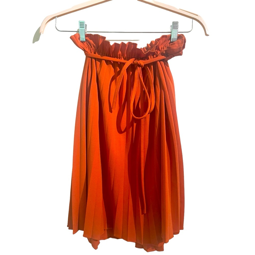 Orange Pleated Skirt
